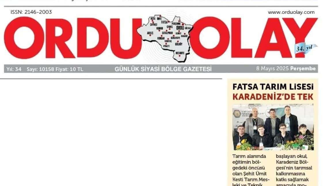 Ordu Olay Gazetesi 08.05.2025